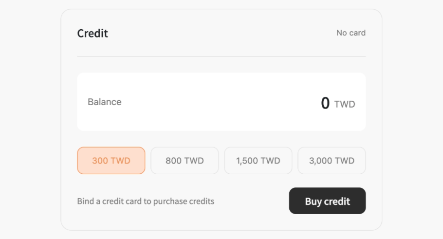 Select credit amount