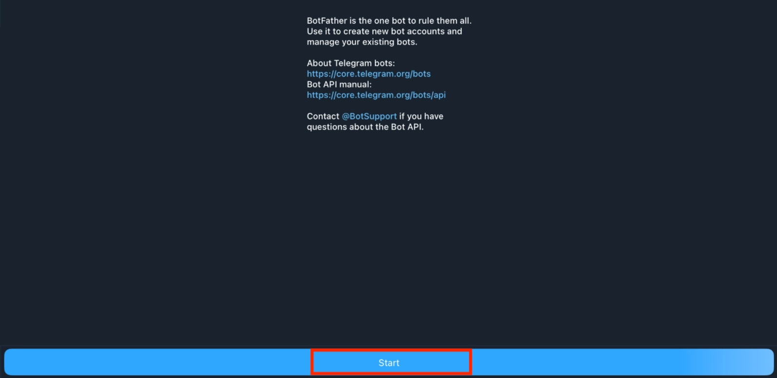 Start conversation in Telegram