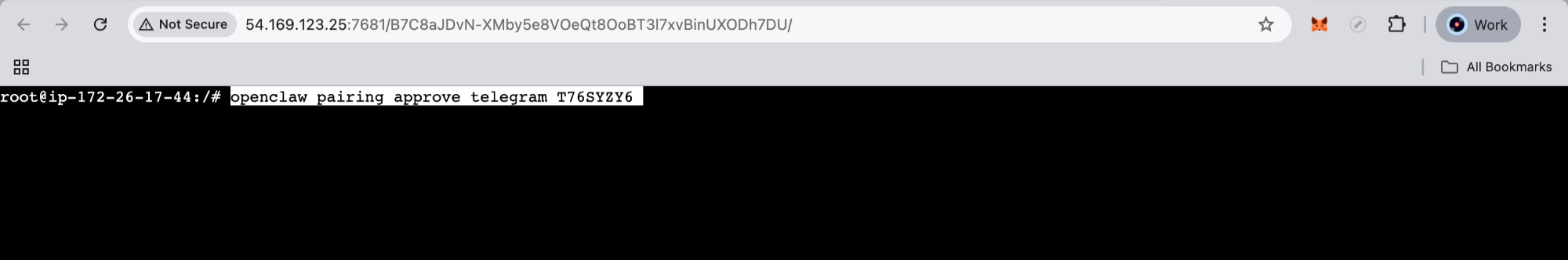 Paste pairing command in terminal