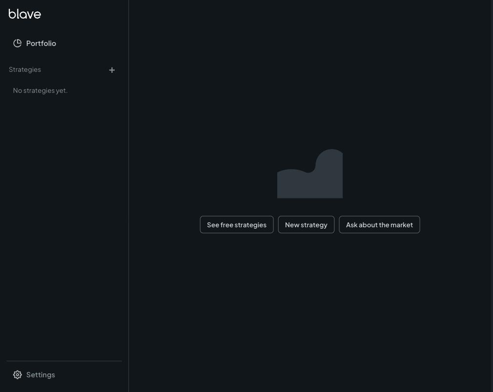 The web workspace right after entering: strategy sidebar and starter actions