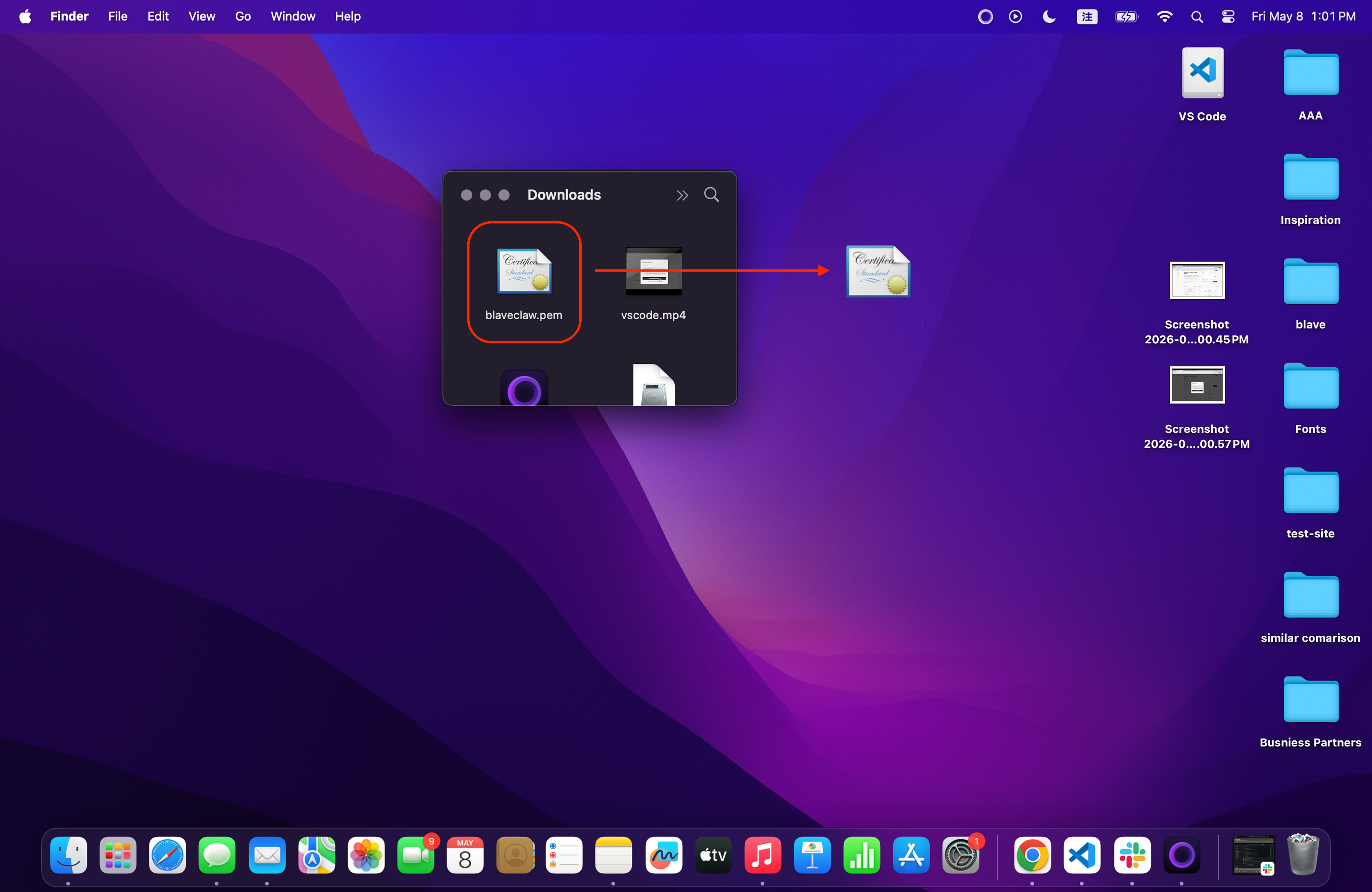 Move blaveclaw.pem to Desktop