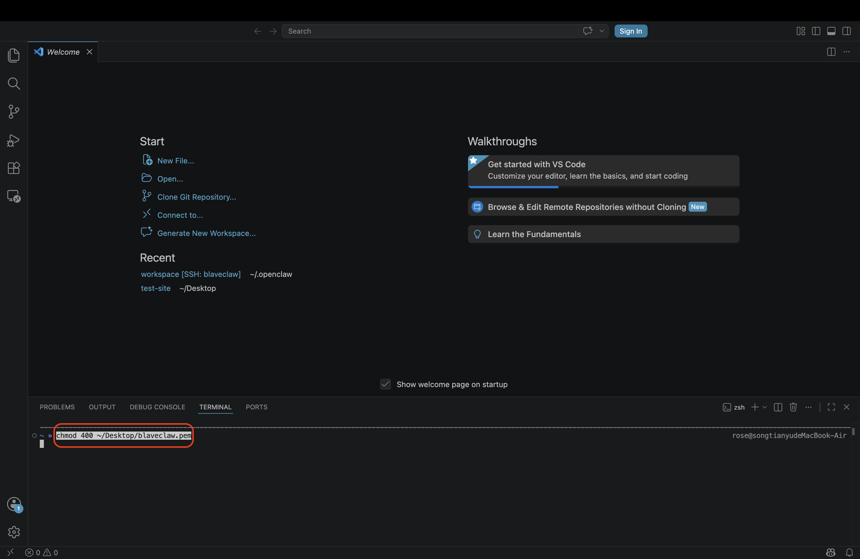 chmod command in terminal